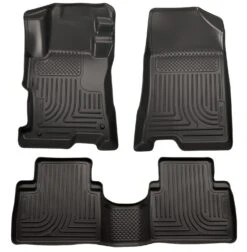 2008-2012 Honda Accord (4DR) WeatherBeater Combo Black Floor Liners (One Piece For 2nd Row) By Husky Liners (98401)