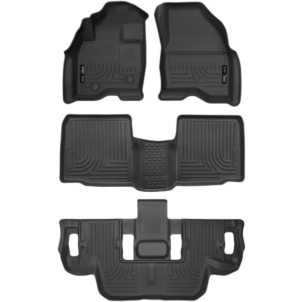 Husky LinersĀ® SET-H2113761 Weatherbeater Series Black Floor Mats, Front, Second And Third Row