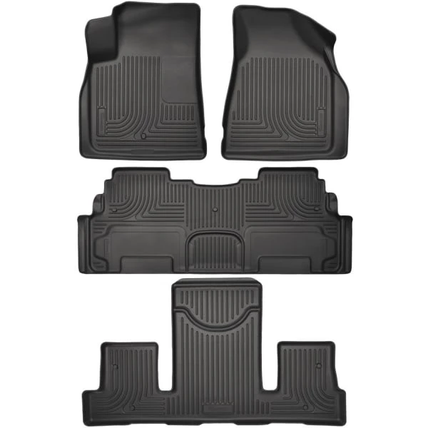 Husky LinersĀ® SET-H2118211 Weatherbeater Series Black Floor Mats, Front, Second And Third Row