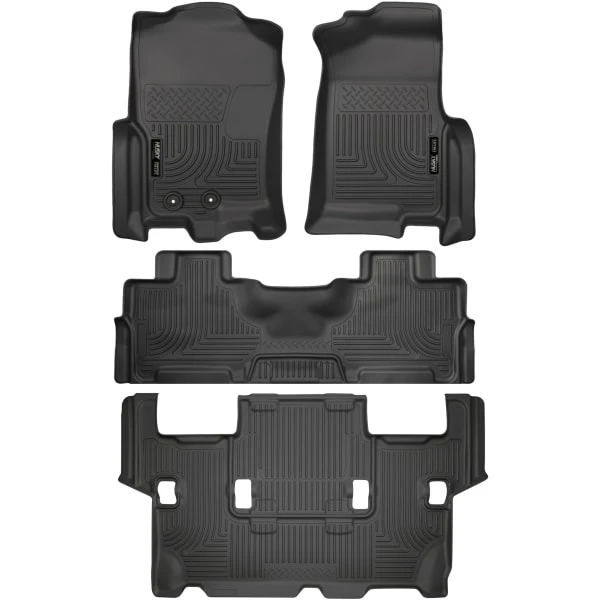Husky LinersĀ® SET-H2118371-4 Weatherbeater Series Black Floor Mats, Front, Second And Third Row